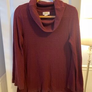 Anthropologie Burgundy Cowl Neck Sweater